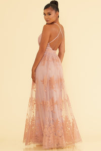 Banff Mesh Maxi - Pink Canary- Blush Gown- Lace Gown
