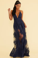 Load image into Gallery viewer, Banff Mesh Maxi - Pink Canary- Navy Gown