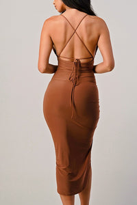 Azora Midi Dress - Pink Canary
