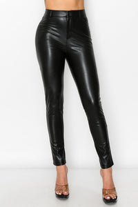 Vancouver Leatherette Pant - Pink Canary