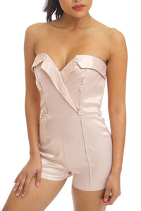 Tuxedo Romper - Pink Canary